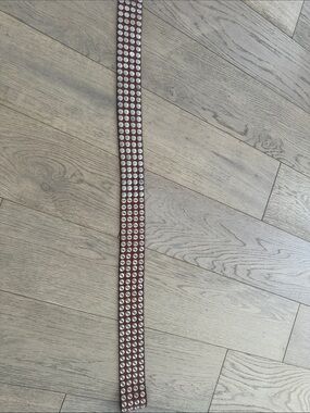 Studded Brown Leather Belt with Silver Grommets